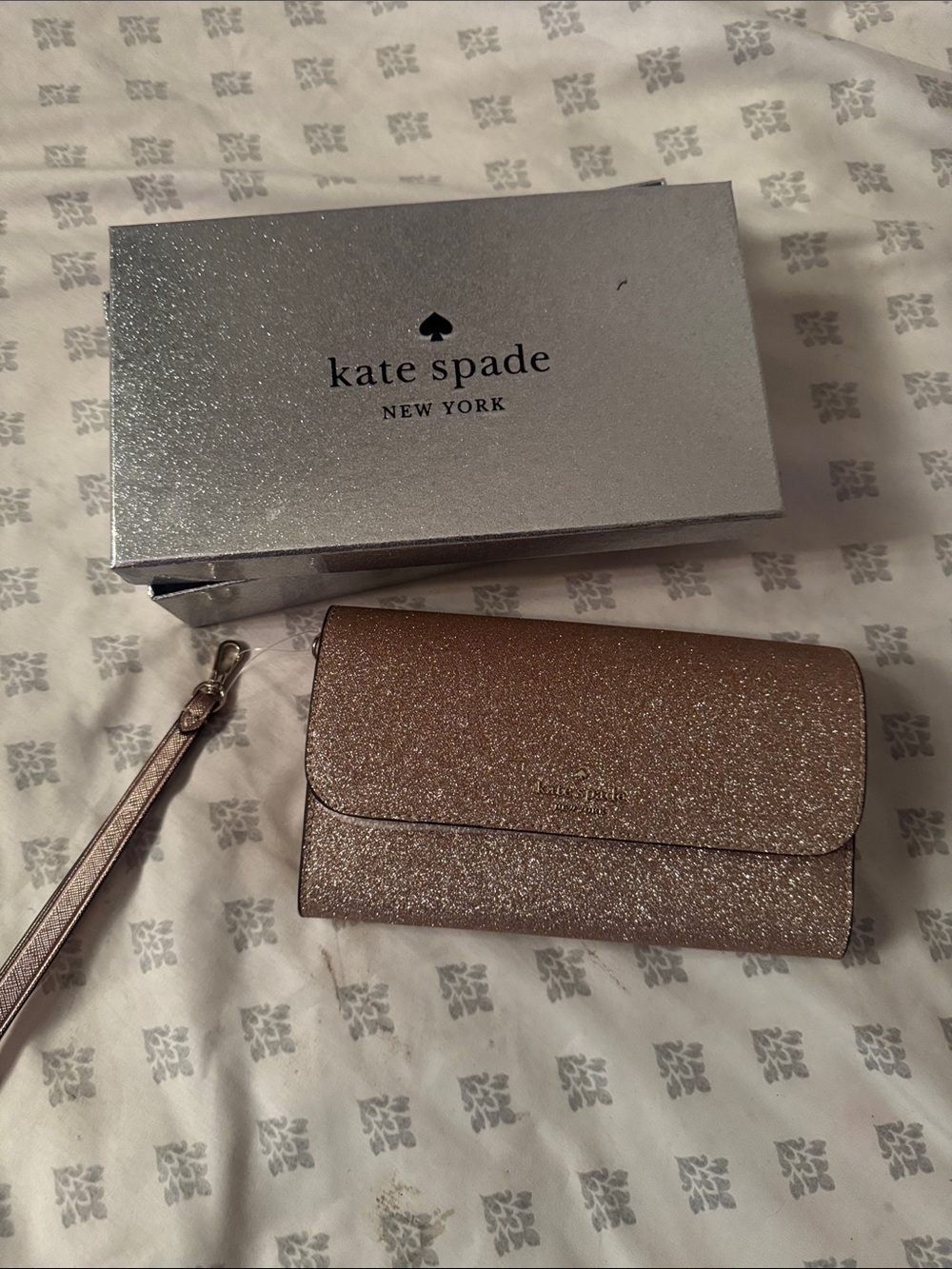 kate spade Glitter Wristlet Clutch - Rose Gold